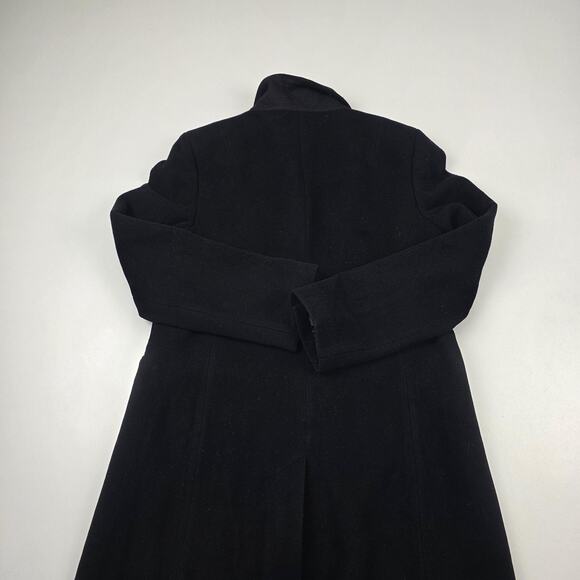 J Crew Long Coat Womens 8 Black Wool Cashmere Blend 3 Button Notch Lapel Lined - Picture 9 of 9
